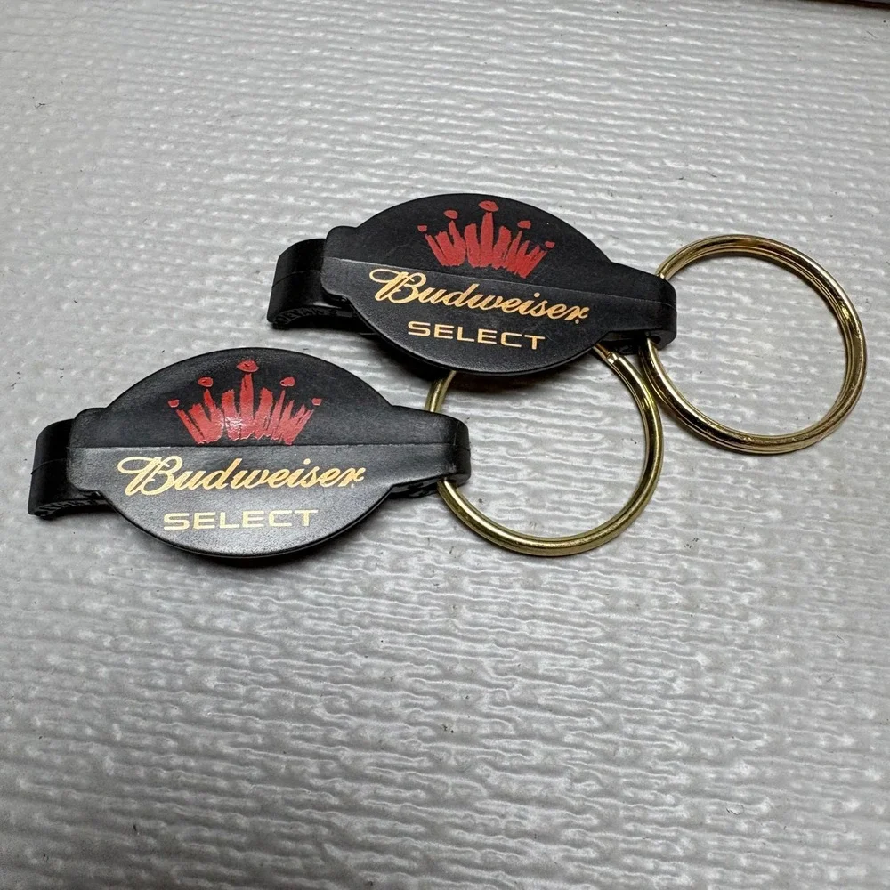 Set of 2 Budweiser Select Bottle‎ Opener Keychain Black Gold Red Crown Logo